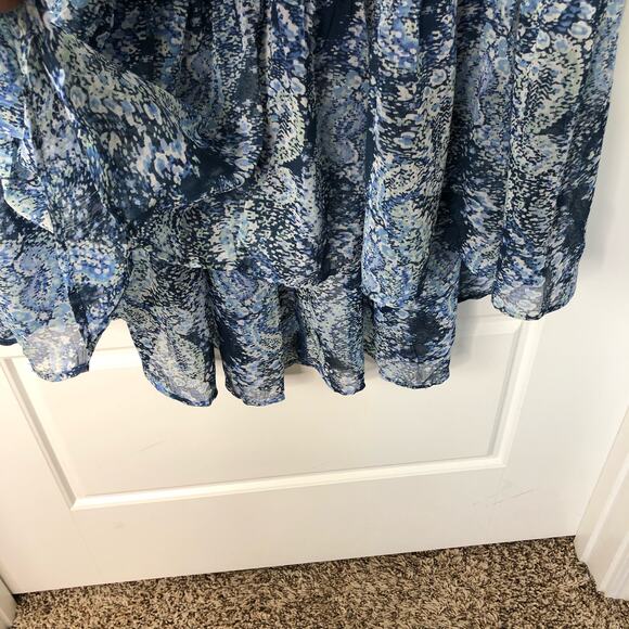 Joie NWT Wms Large Parisian Paisley Blue Printed Midi Dress Tiered Flowy - Picture 8 of 13